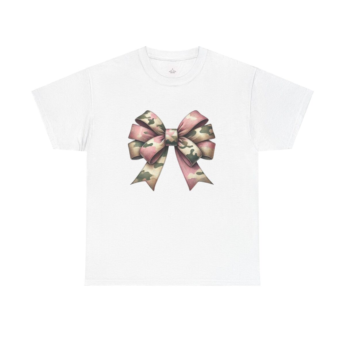 Camo Bow Unisex Heavy Cotton Tee Gift For Her Casual Wear Soft Cotton