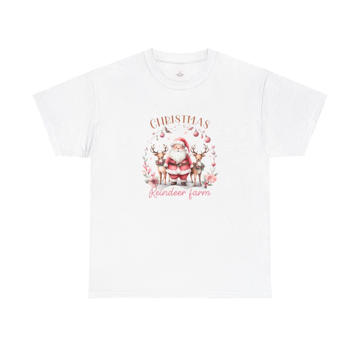 Christmas Reindeer Farm Santa Unisex Heavy Cotton Tee