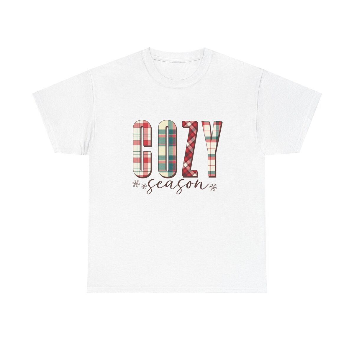 Cozy Season Christmas Plaid Unisex Heavy Cotton Tee