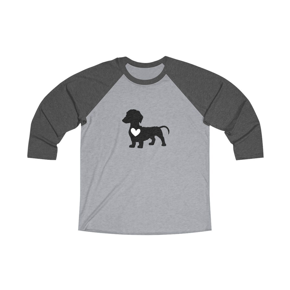 Dachshund-Dog-With-A-Heart-Unisex-Tri-blend-34-Raglan-Tee-1