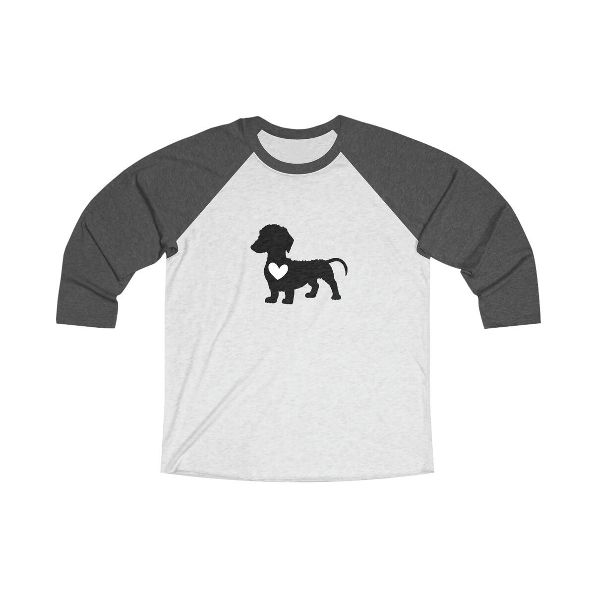 Dachshund Dog With A Heart Unisex Tri-blend 34 Raglan Tee