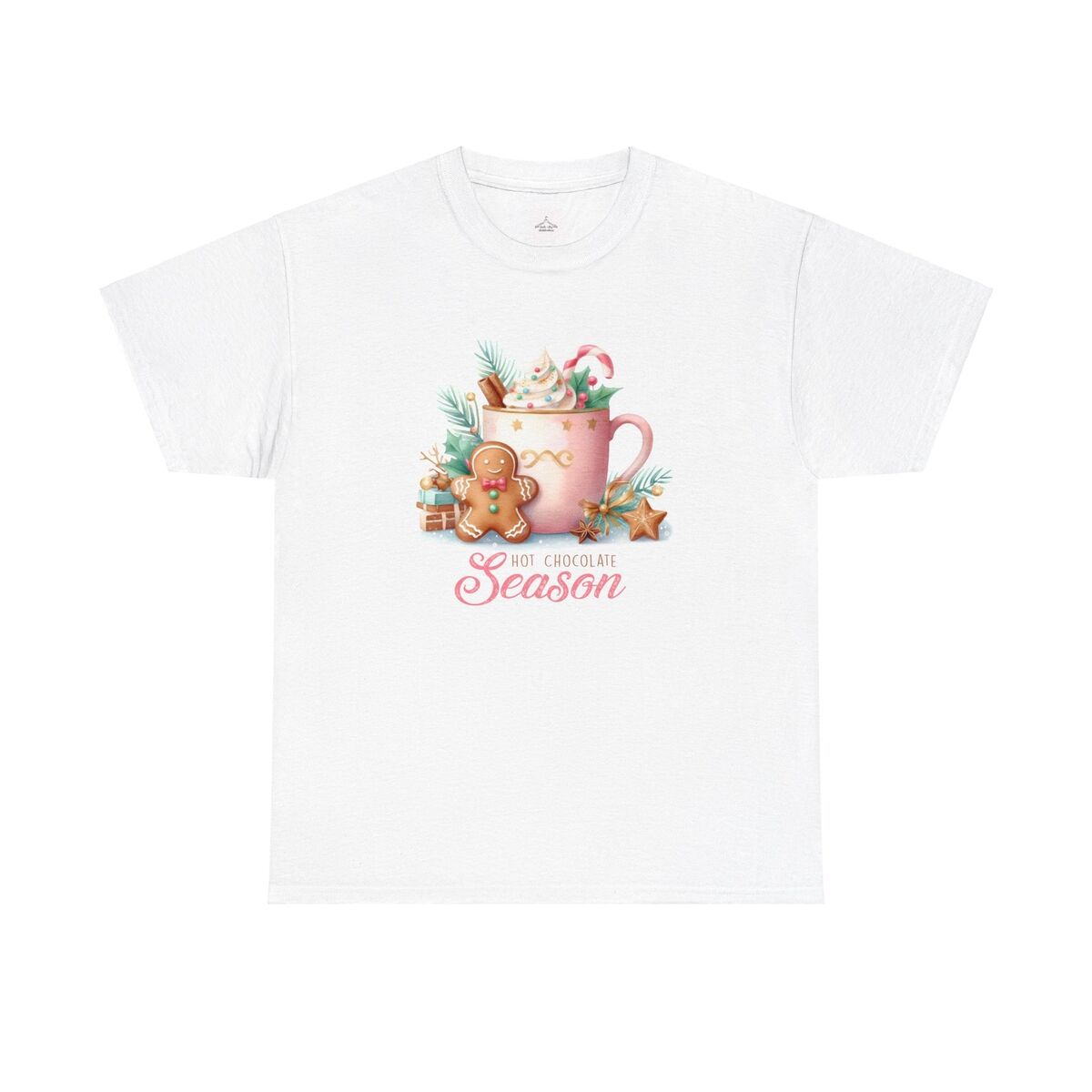 Hot Chocolate Season Pink Christmas Unisex Heavy Cotton Tee