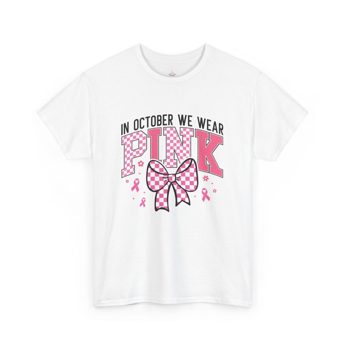 In-October-We-Wear-Pink-Checkered-Unisex-Heavy-Cotton-Tee-1