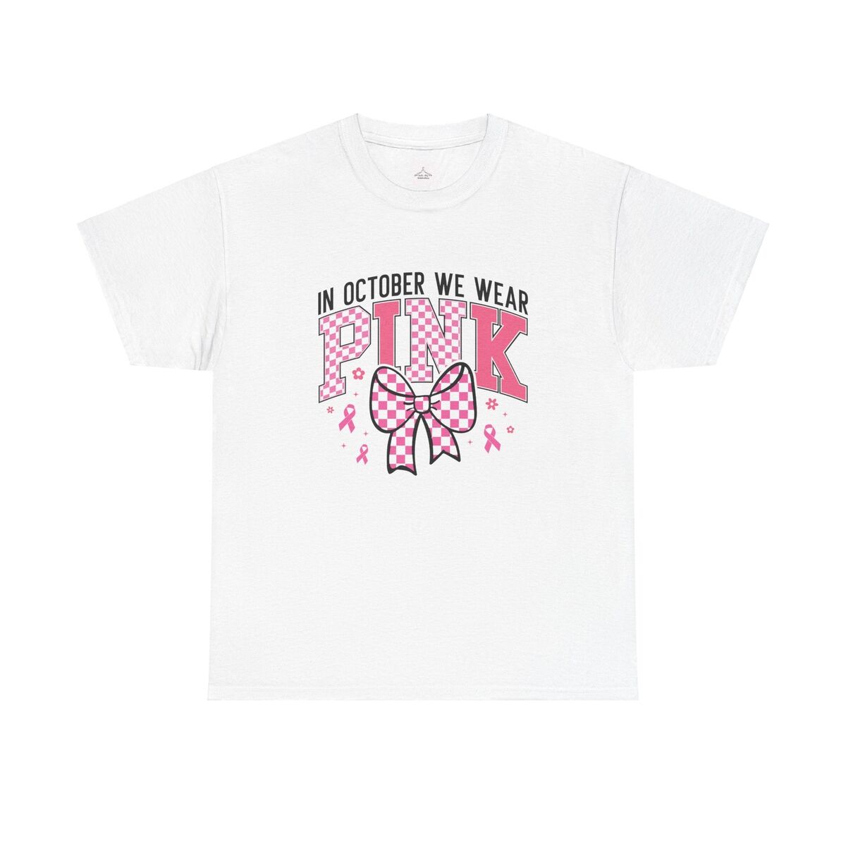 In October We Wear Pink Checkered Unisex Heavy Cotton Tee