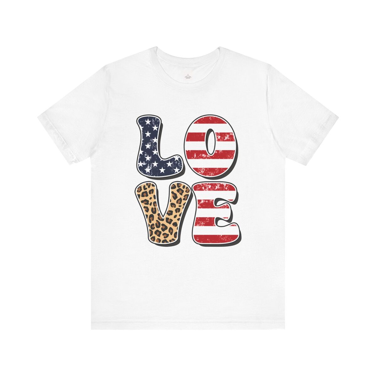 Love Patriotic Leopard Print Unisex Jersey Short Sleeve Tee