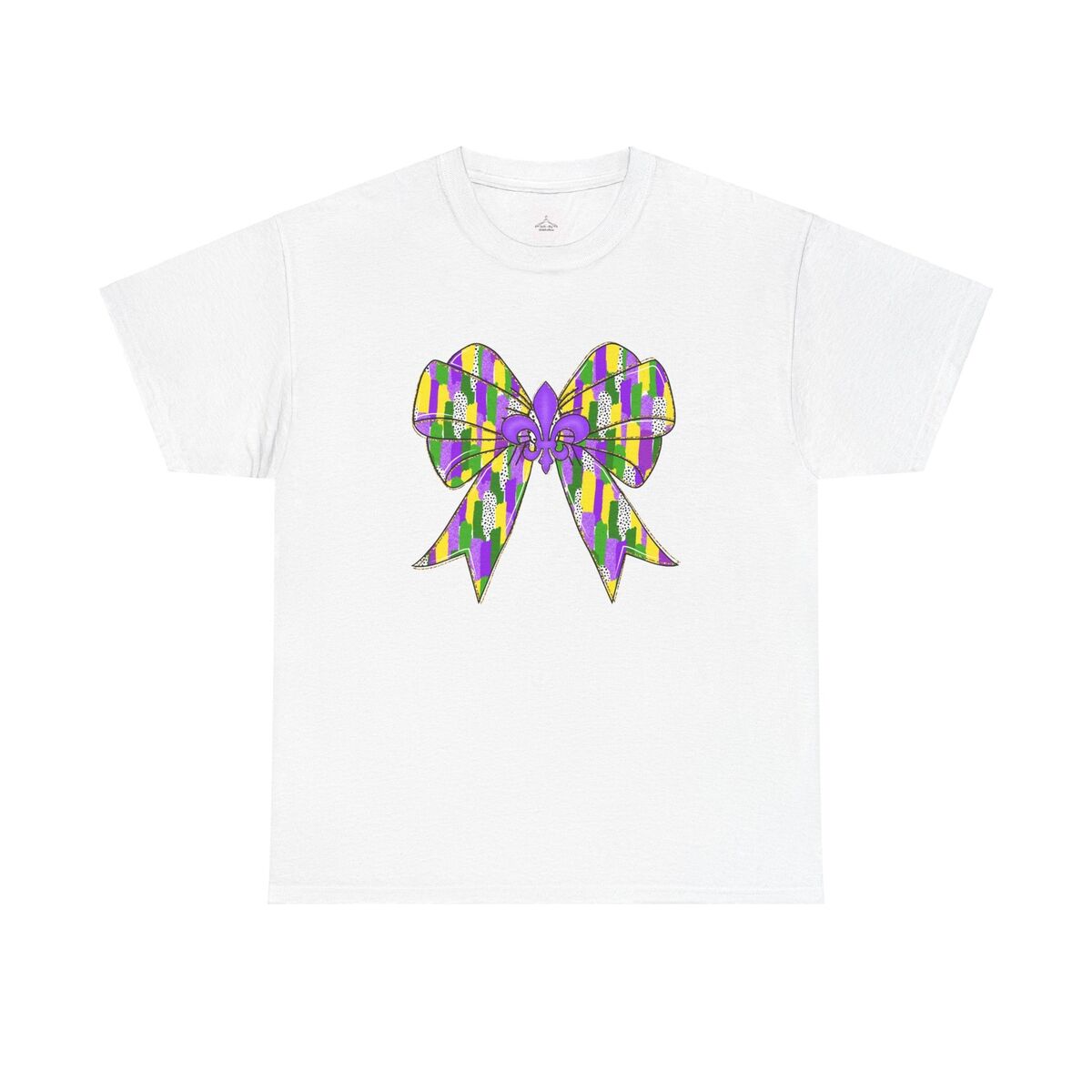 Mardi Gras Bow Graphic Tee Colorful Bow Shirt Unisex Cotton T-shirt Festival