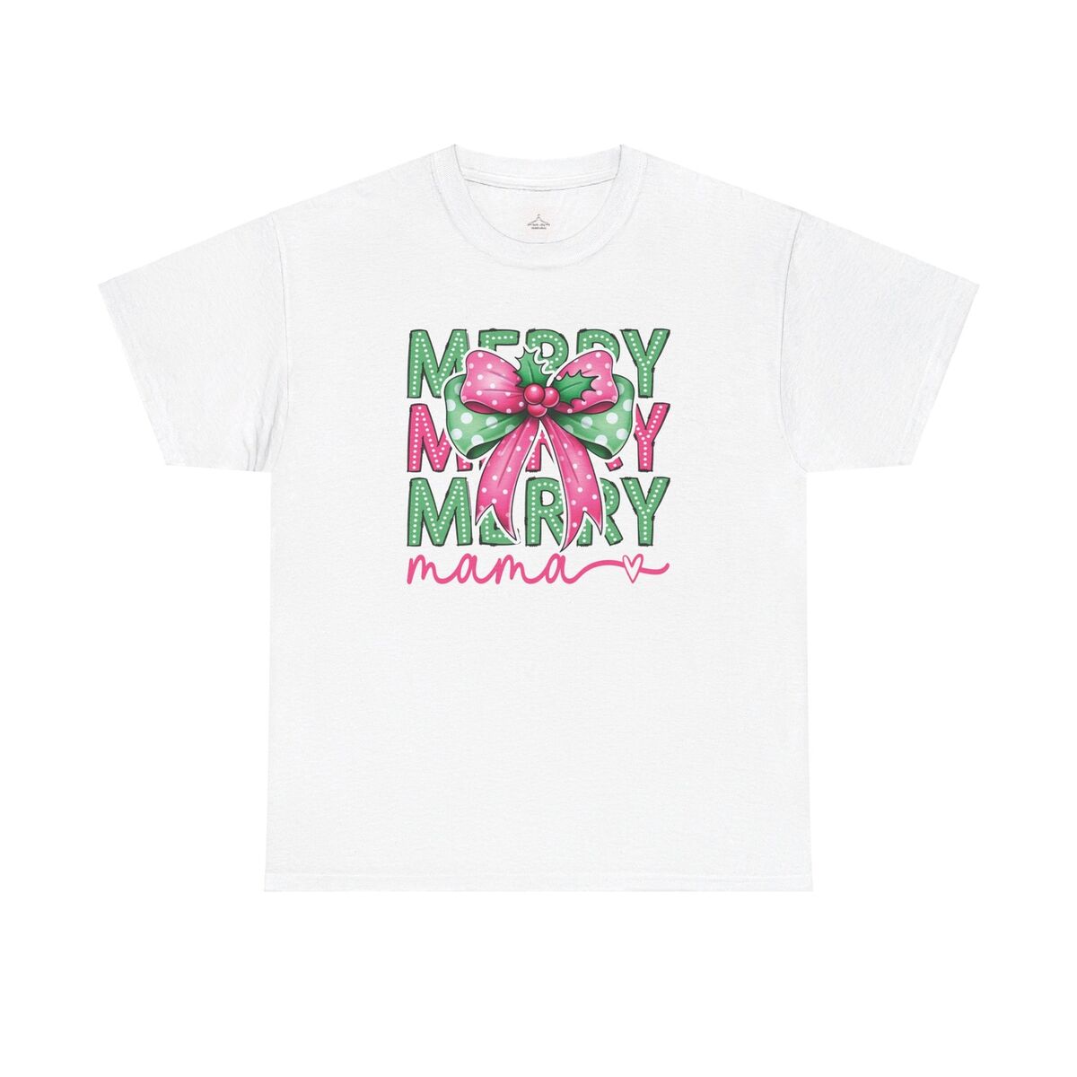 Merry Merry Merry Mama Christmas Coquette Unisex Heavy Cotton Tee