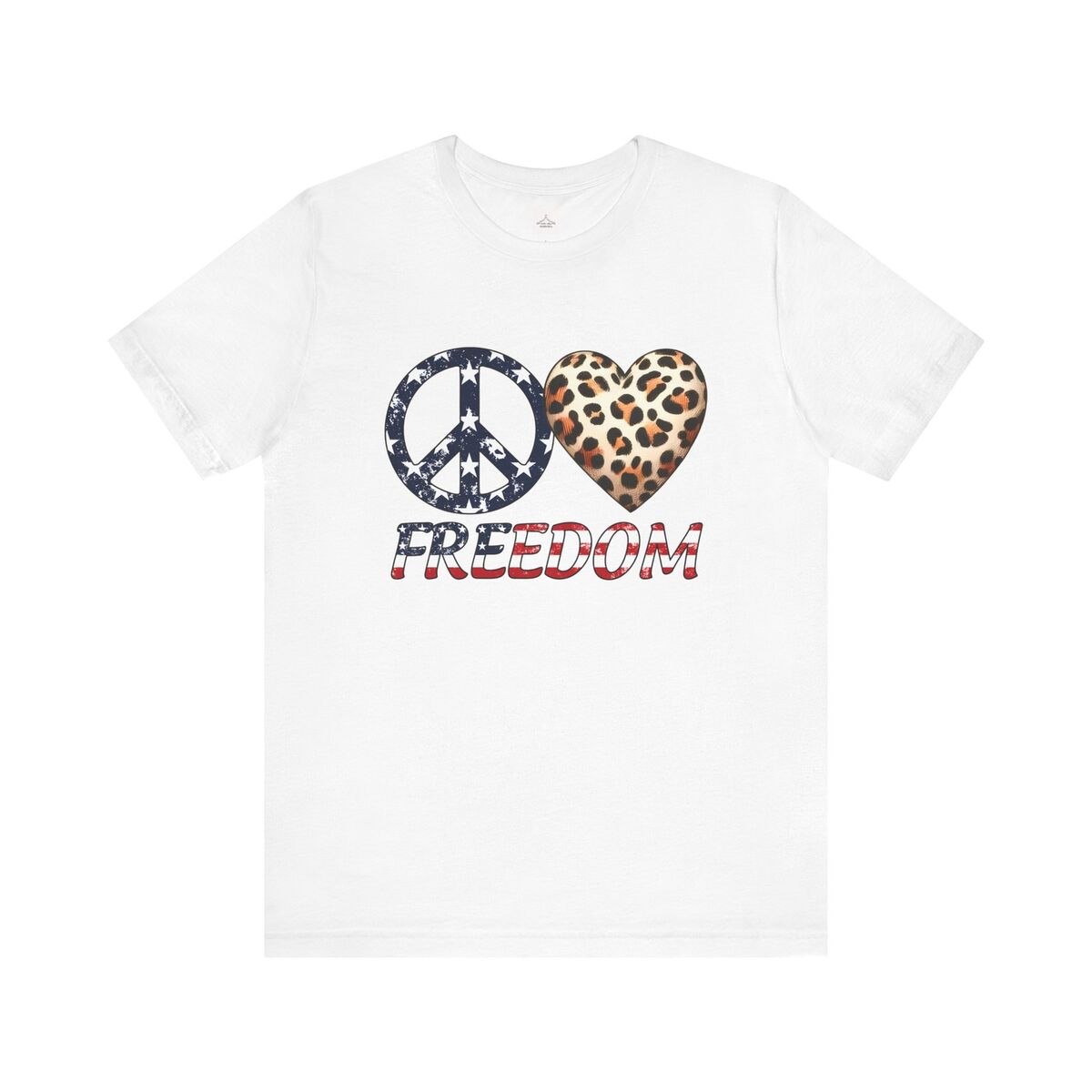 Peace Love Freedom Patriotic Leopard Print Unisex Jersey Short Sleeve Tee