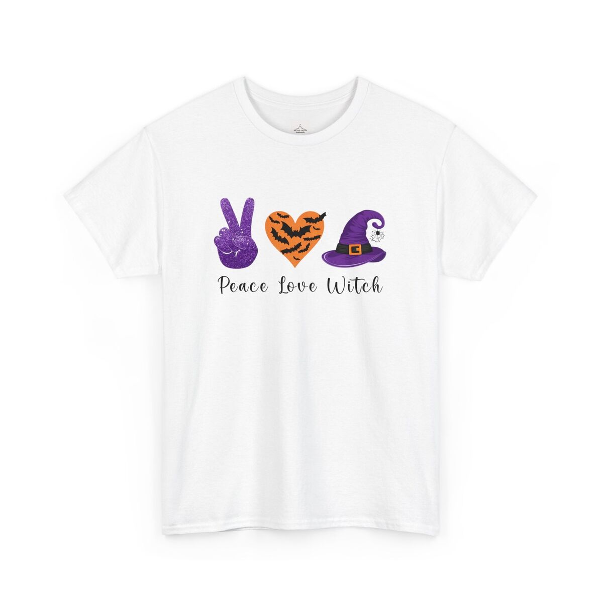 Peace-Love-Witch-Halloween-Unisex-Heavy-Cotton-Tee-1