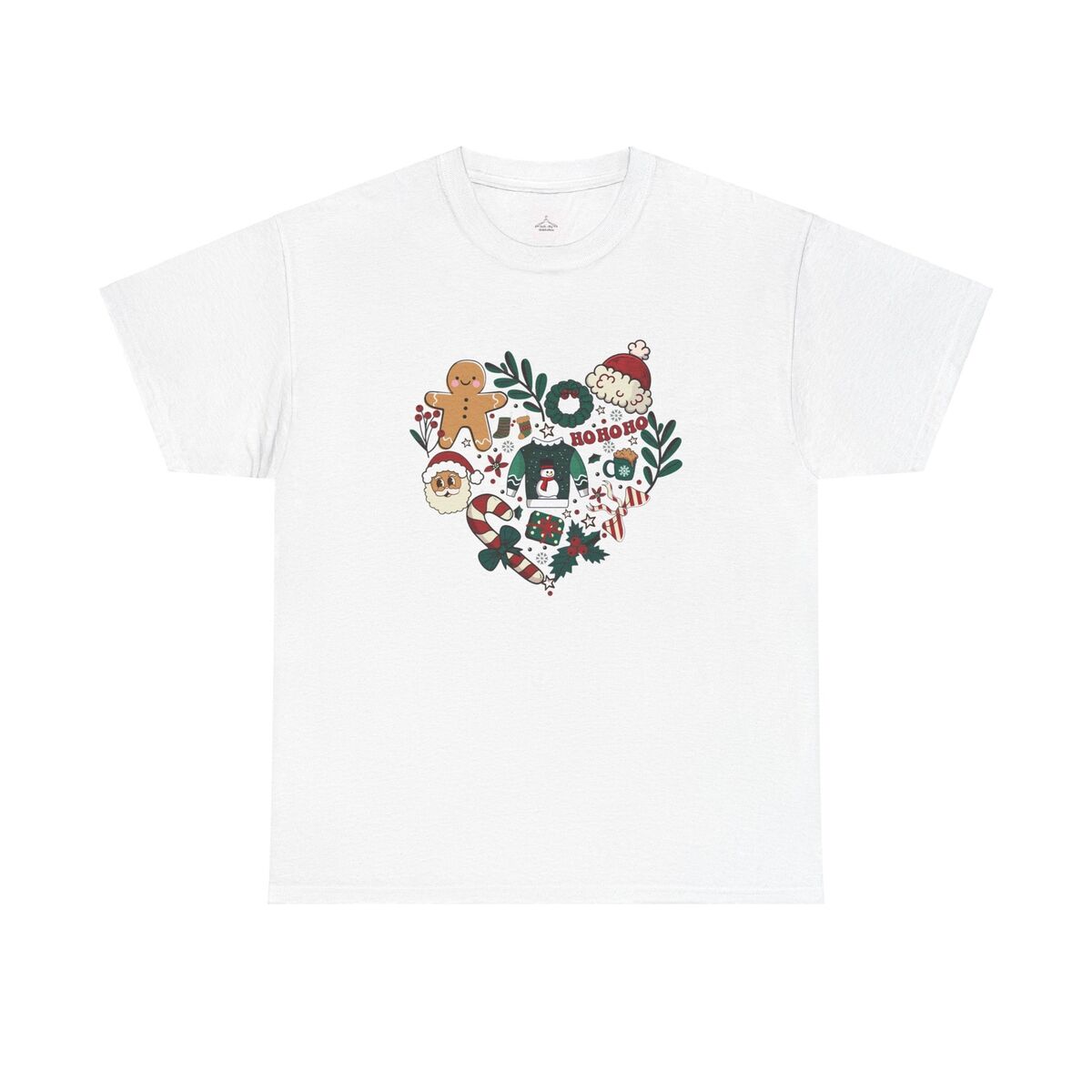 Retro Christmas Heart Design Unisex Heavy Cotton Tee