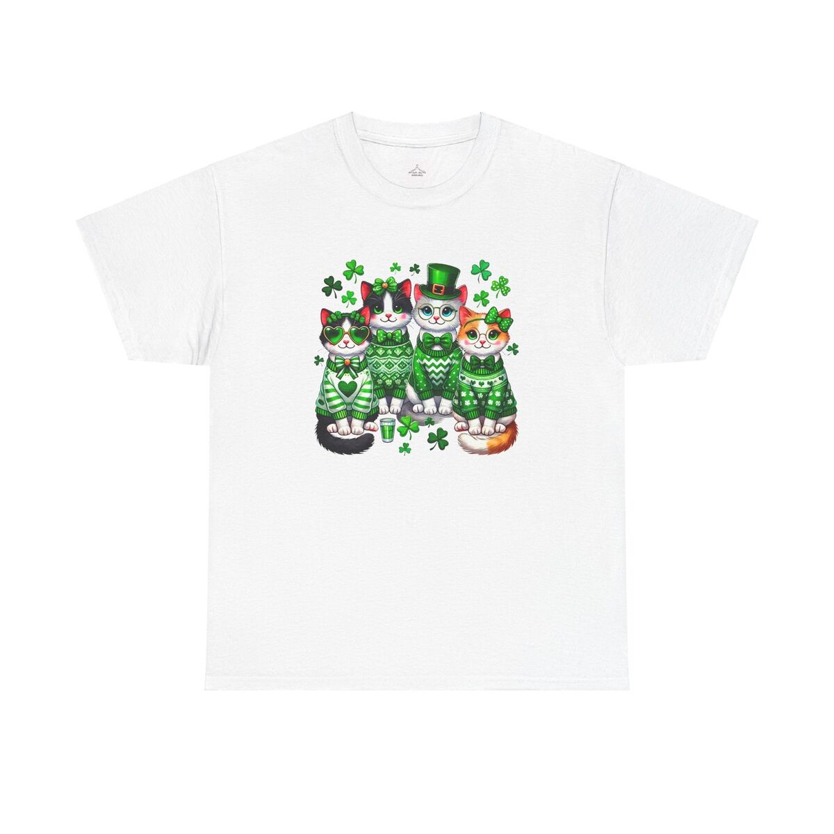 St. Patrick Day Cat Tee Unisex Cotton T-shirt Holiday Apparel Funny Cat