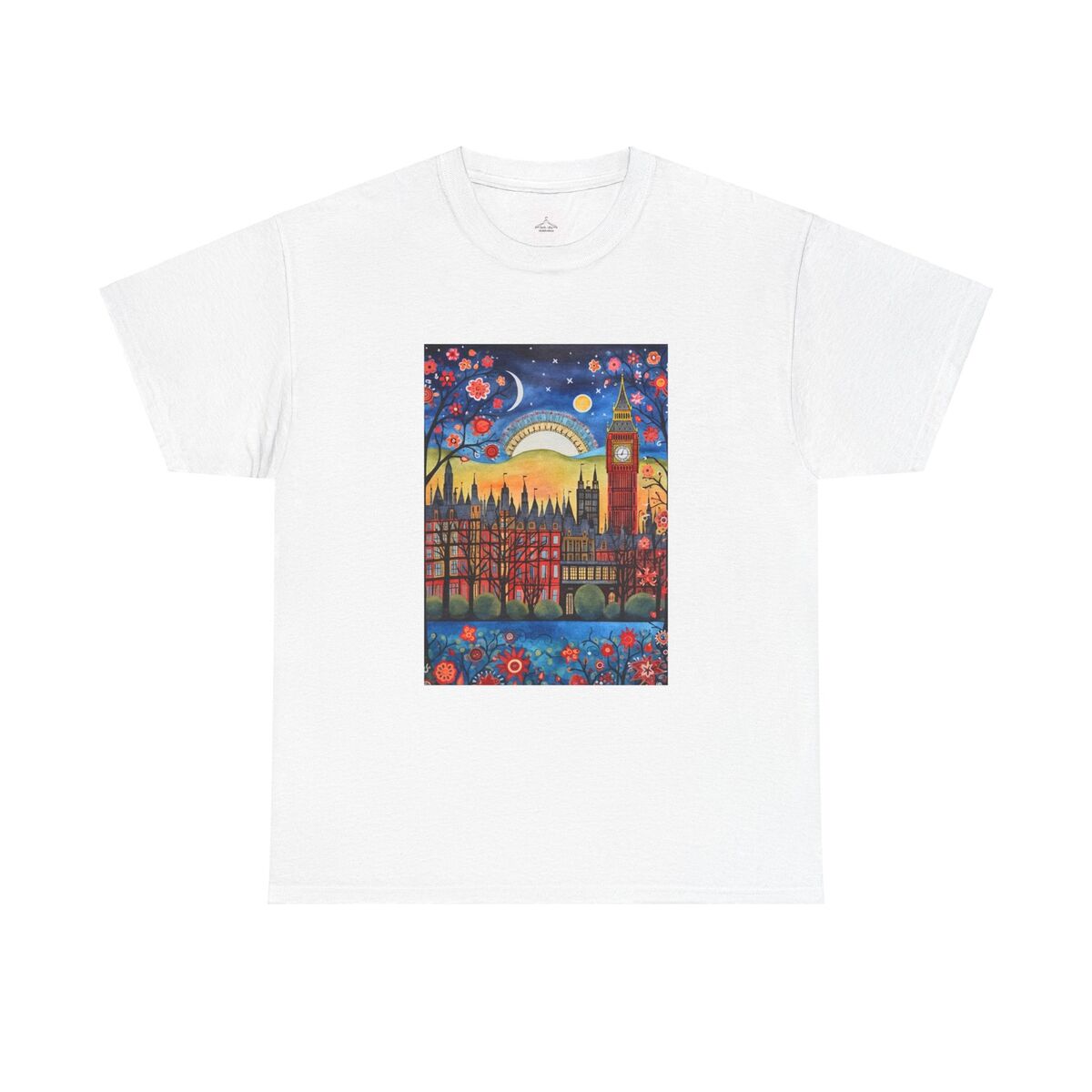 Vibrant Cityscape Tee Unisex Heavy Cotton Tee Artistic T-shirt Casual Wear
