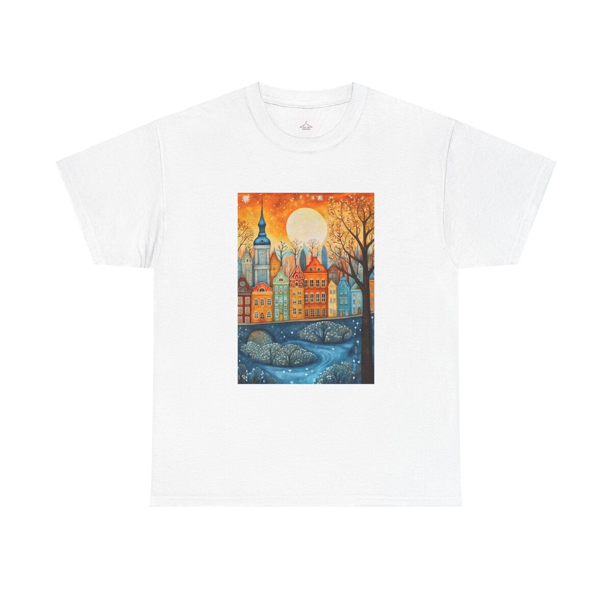 Whimsical Village Art Tee Cozy Unisex Cotton Shirt Cute Gift Idea Nature