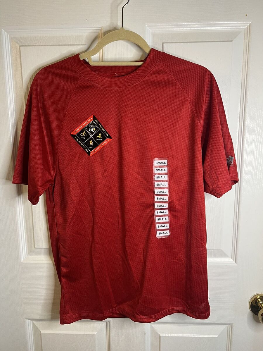 Zeroxposur Men Short Sleeve Rash Guard Sun Protection Tee Red Size Small