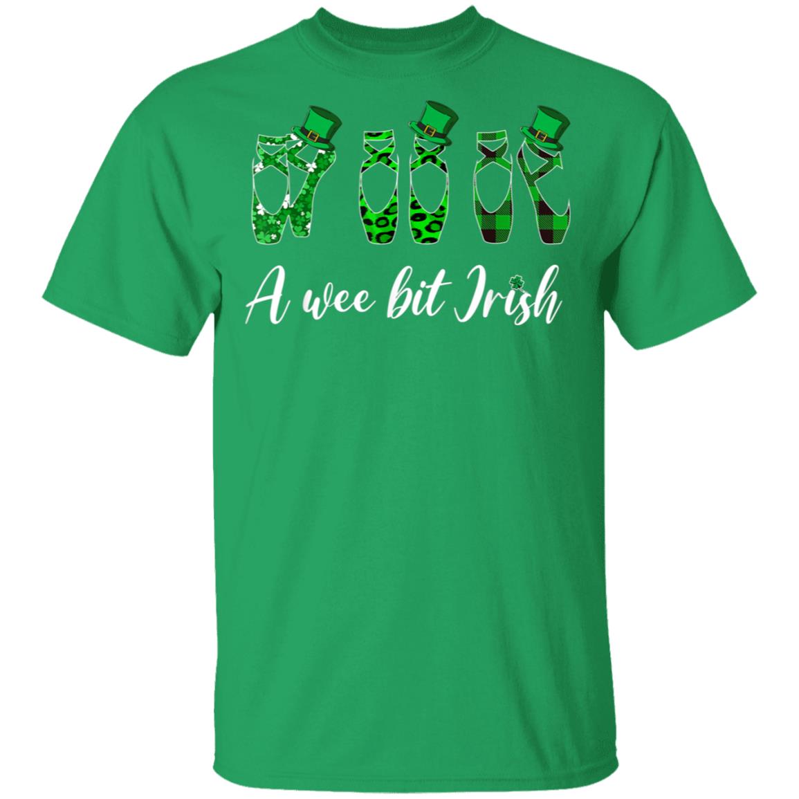 A-Wee-Bit-Irish-Green-Plaid-Ballet-Shoes-St-Patricks-Day-T-Shirt-Cotton-Tee-1