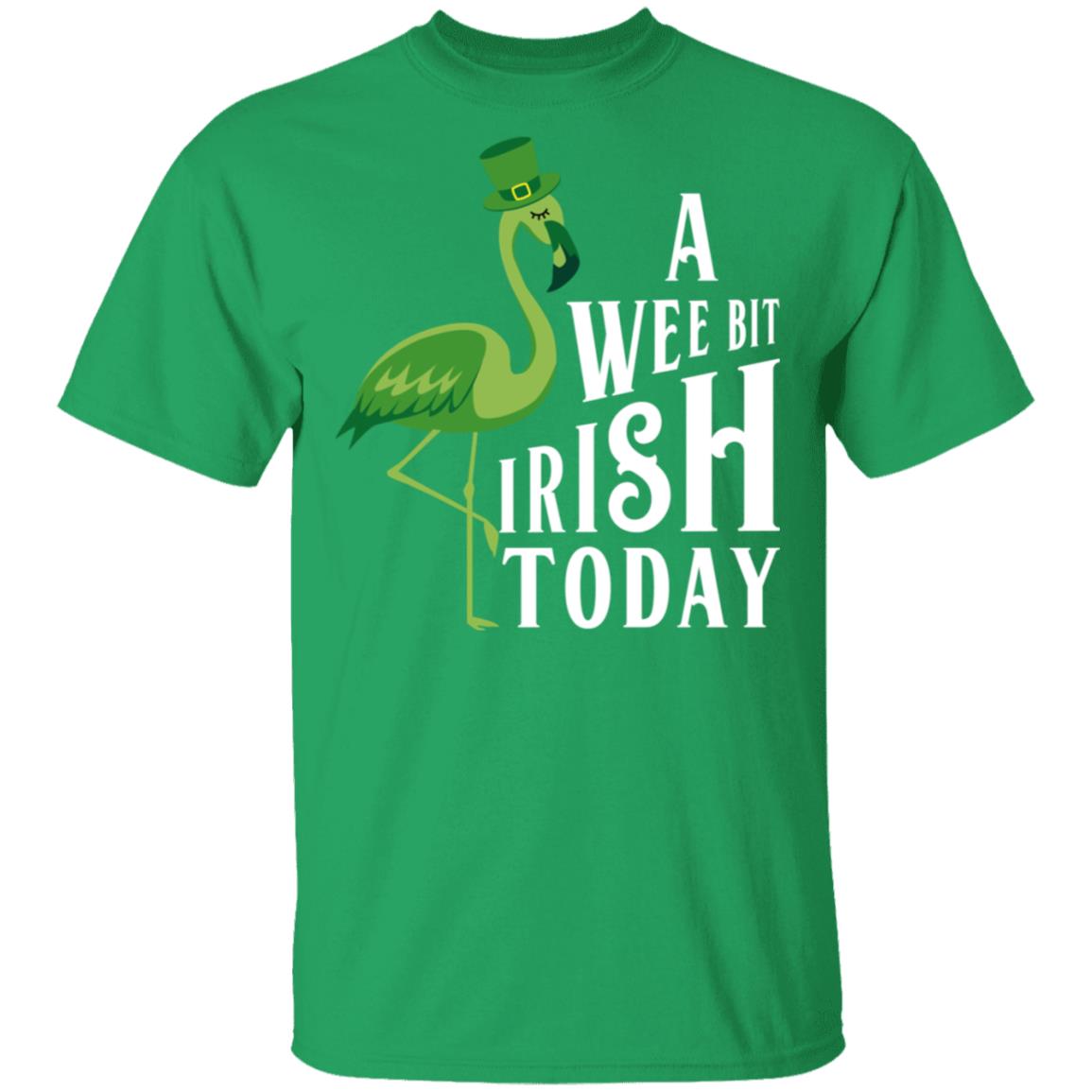 A Wee Bit Irish Today Flamingo St. Patricks Day T-Shirt Cotton Tee