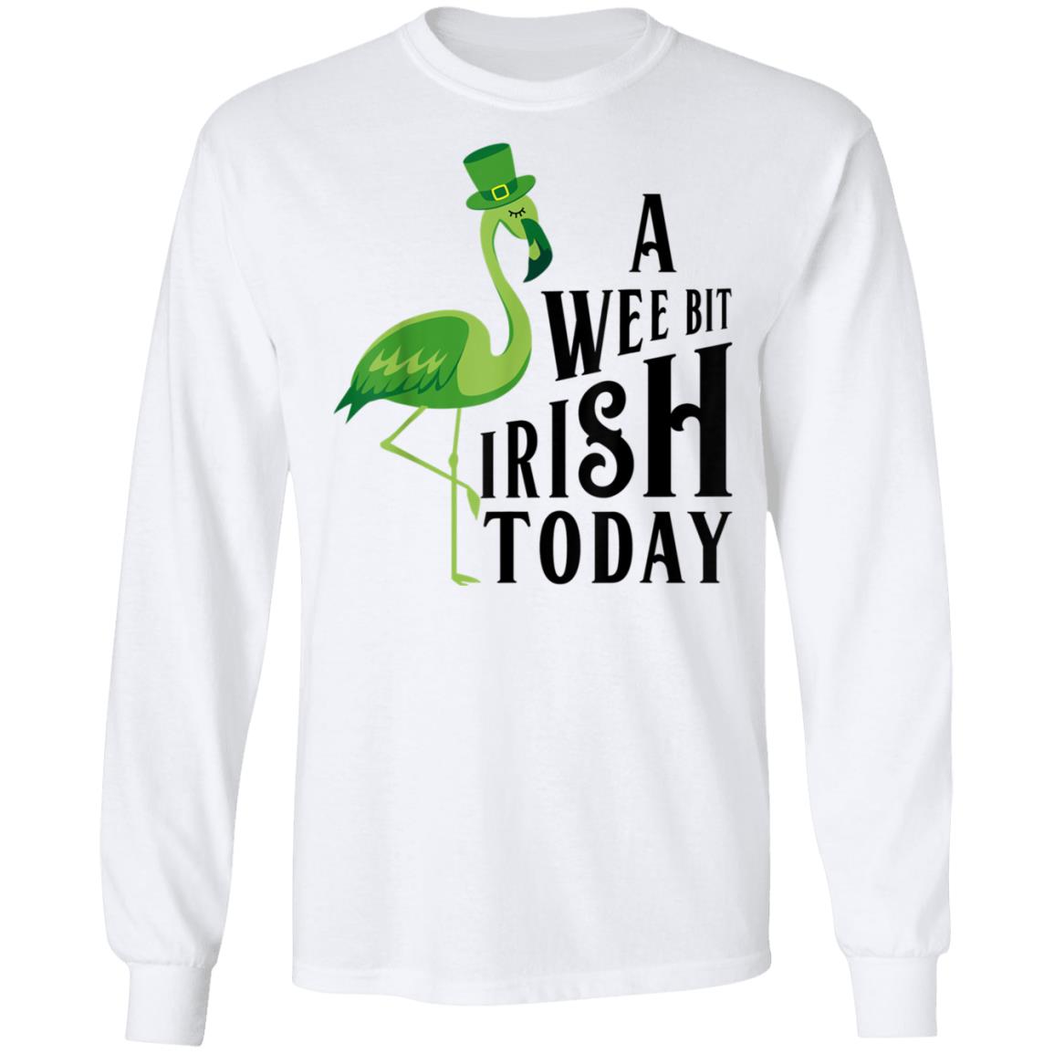A Wee Bit Irish Today Flamingo St. Patricks Day T-Shirt Cotton Tee