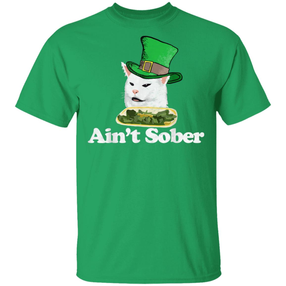 Aint-Sober-Drunk-Arguing-Cat-Meme-St-Patricks-Retro-T-Shirt-1