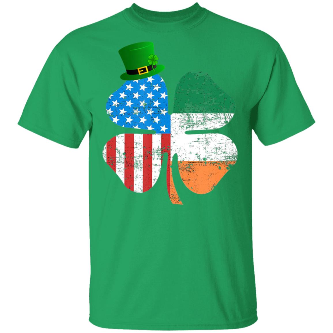 American Flag A Green Leprechauns Hat Saint Patricks Day T-Shirt