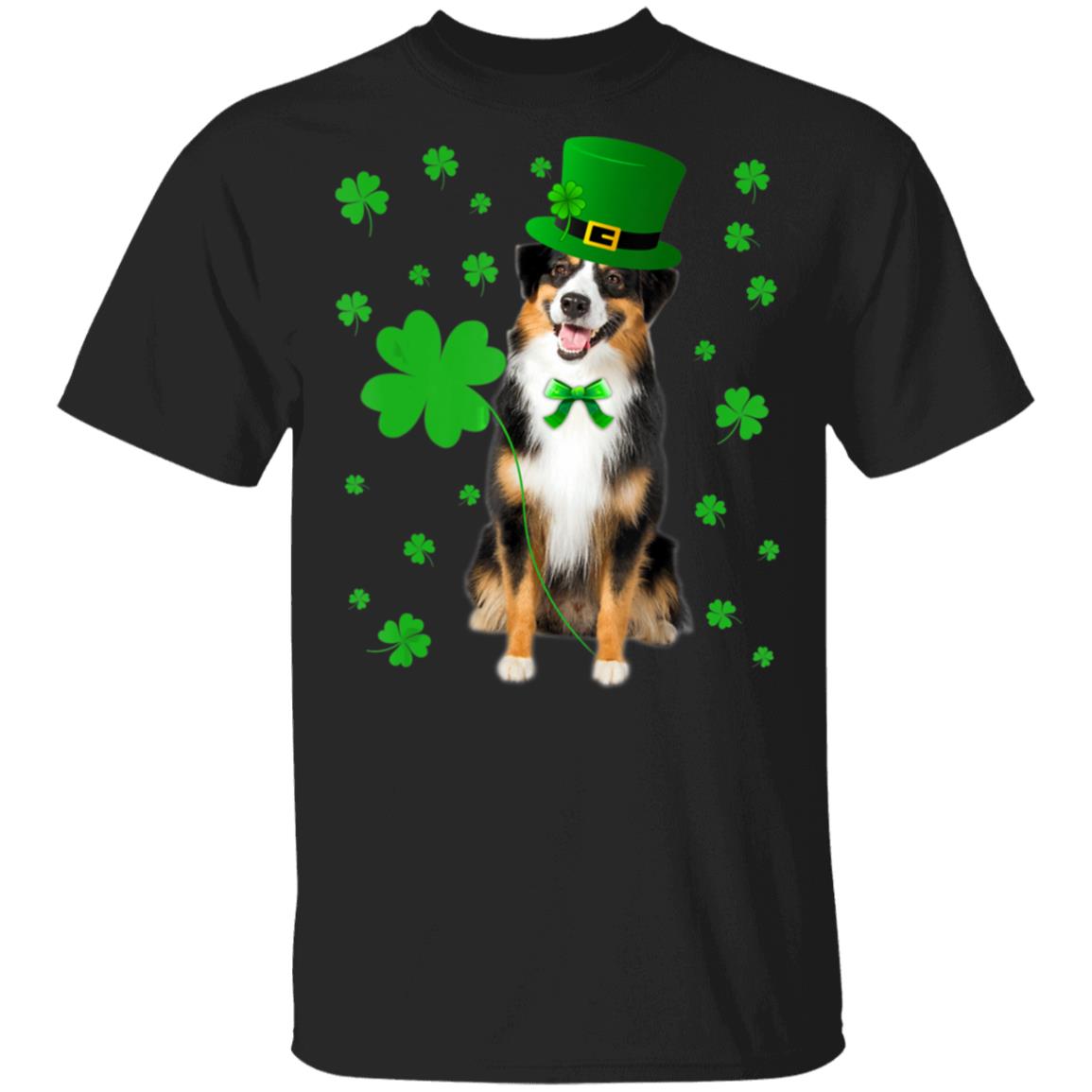 Australian Shepherd St. Patricks Day T-Shirt Cotton Tee