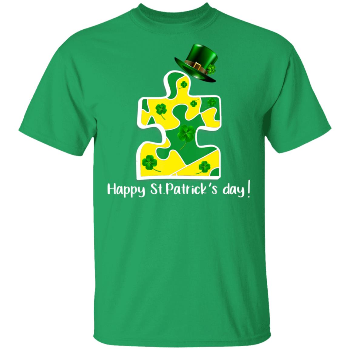 Autism Piece Leprechaun Saint Patricks Day T-Shirt Cotton Tee