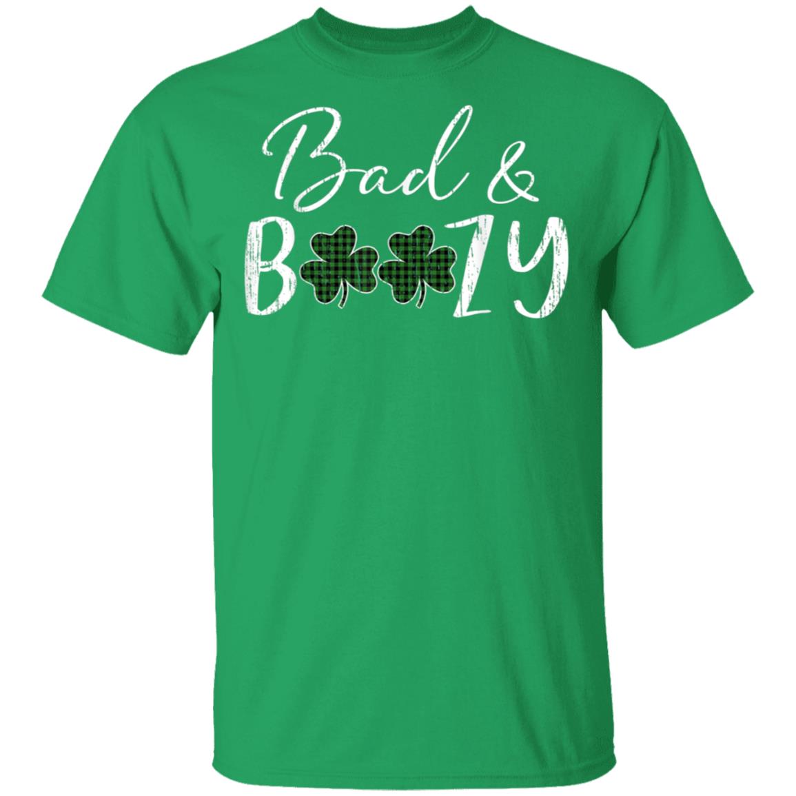 Bad And Boozy Plaid Green Shamrock Saint Patrick Day T-Shirt