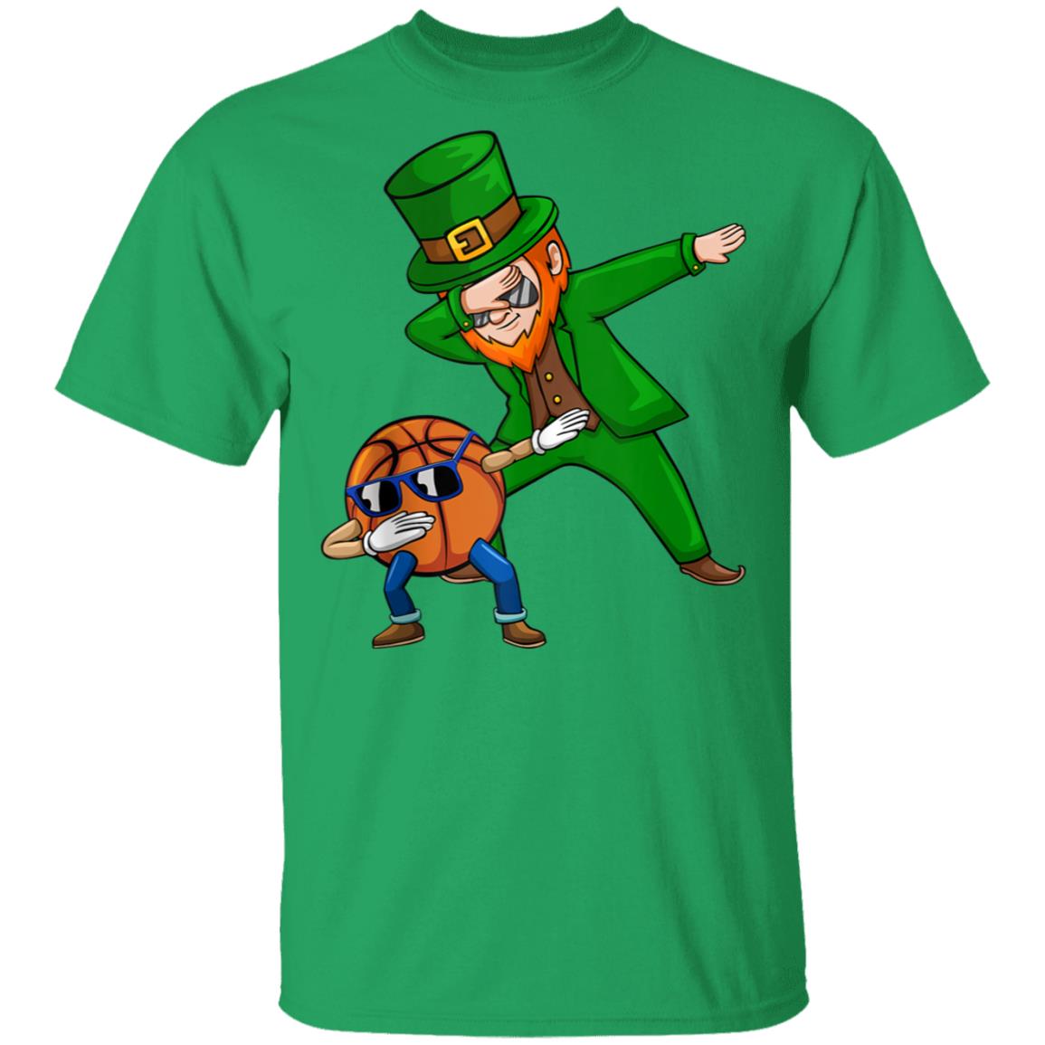 Basketball Dabbing Leprechaun Saint Patricks Day Boys Girls T-Shirt Cotton Tee