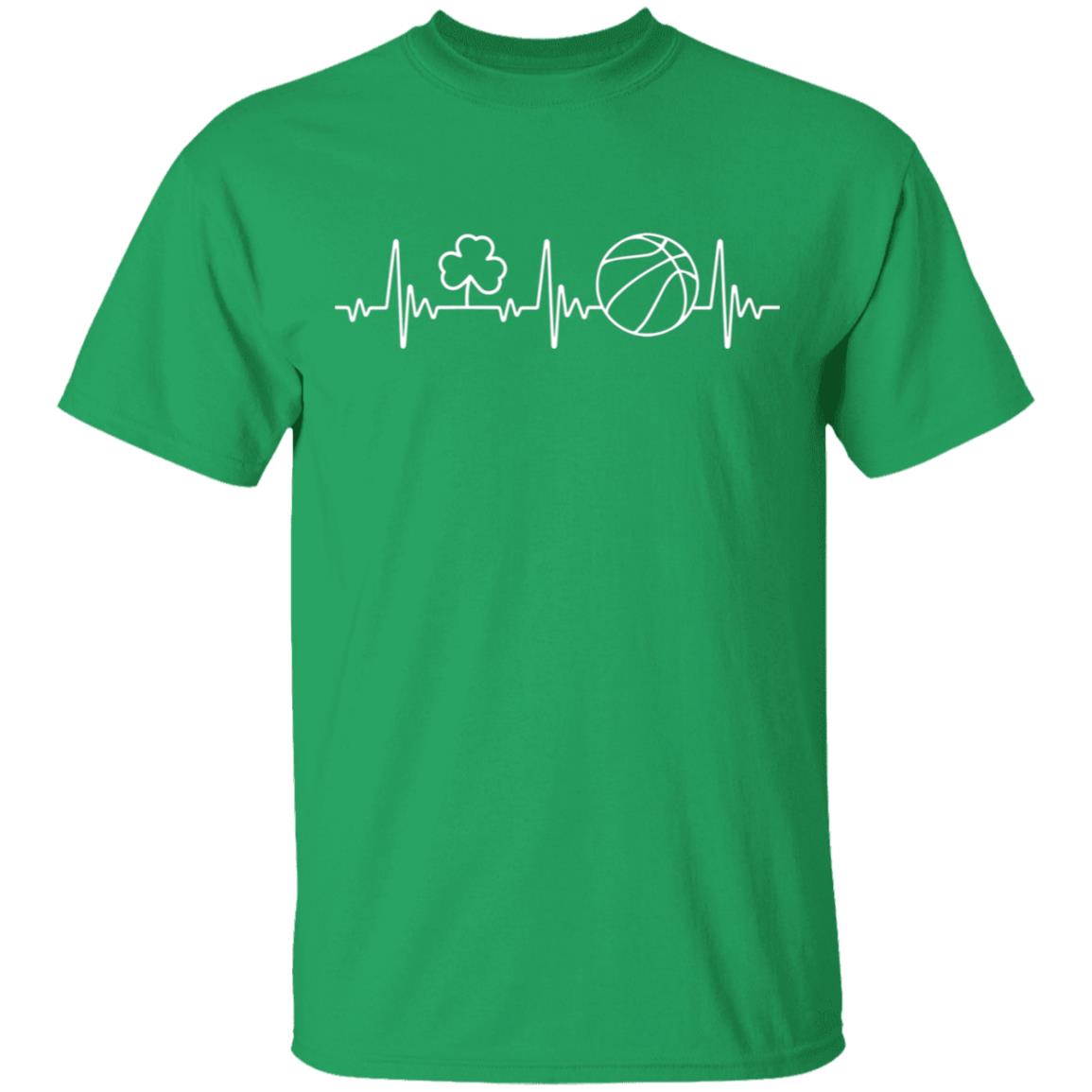 Basketball Saint Patricks Day Heartbeat T-Shirt Cotton Tee