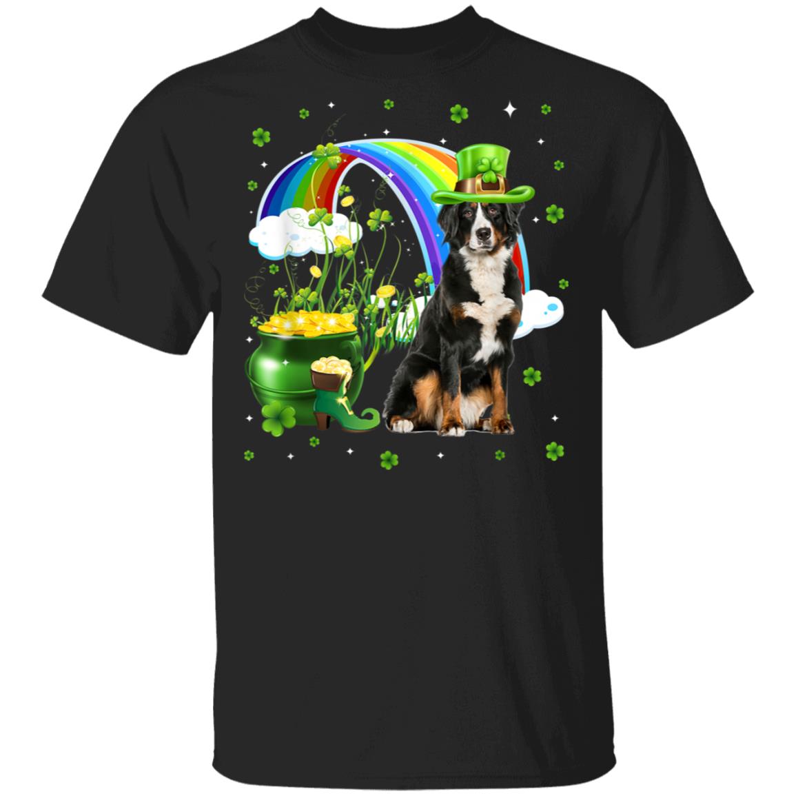 Bernese Mountain St Patricks Day Irish Shamrock Dog T-Shirt