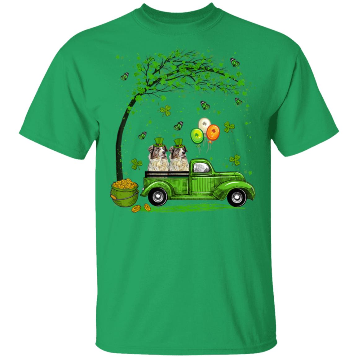 Blue-Truck-Pickup-Australian-Shepherd-St-Patricks-Day-Irish-T-Shirt-1