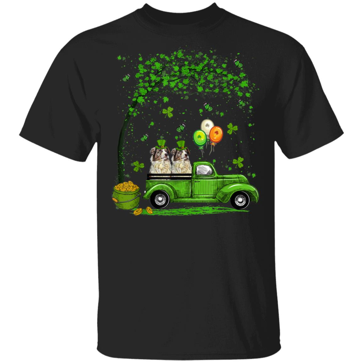 Blue Truck Pickup Australian Shepherd St Patricks Day Irish T-Shirt