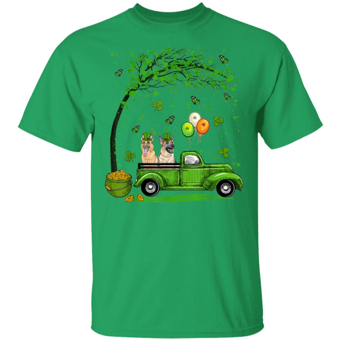 Blue-Truck-Pickup-German-Shepherd-St-Patricks-Day-Dog-Lovers-T-Shirt-1