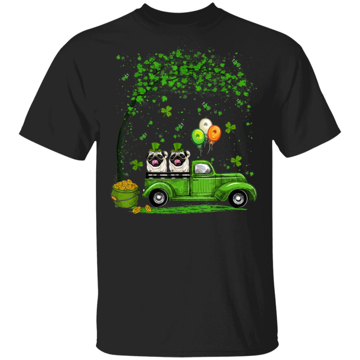 Blue Truck Pickup Pug St Patricks Day Dog Lovers T-Shirt