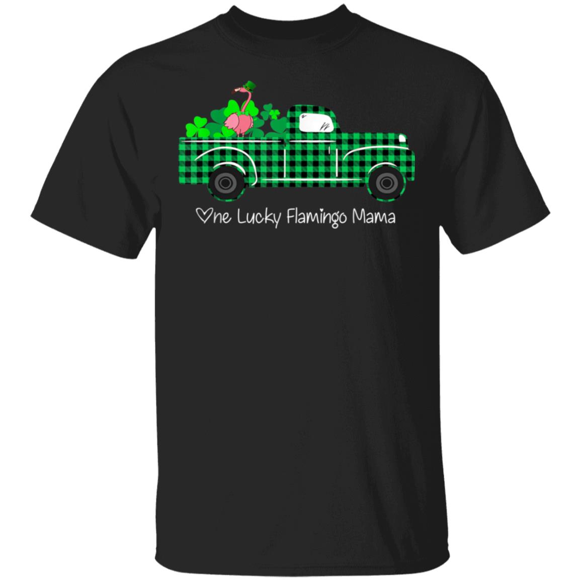 Buffalo Plaid Truck One Lucky Flamingo Mama St Patricks Day T-Shirt