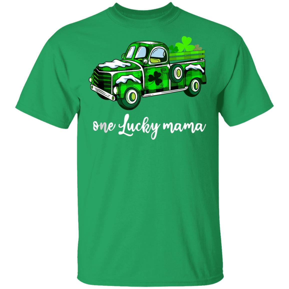 Buffalo-Plaid-Truck-One-Lucky-Mama-St-Patricks-Day-T-Shirt-1