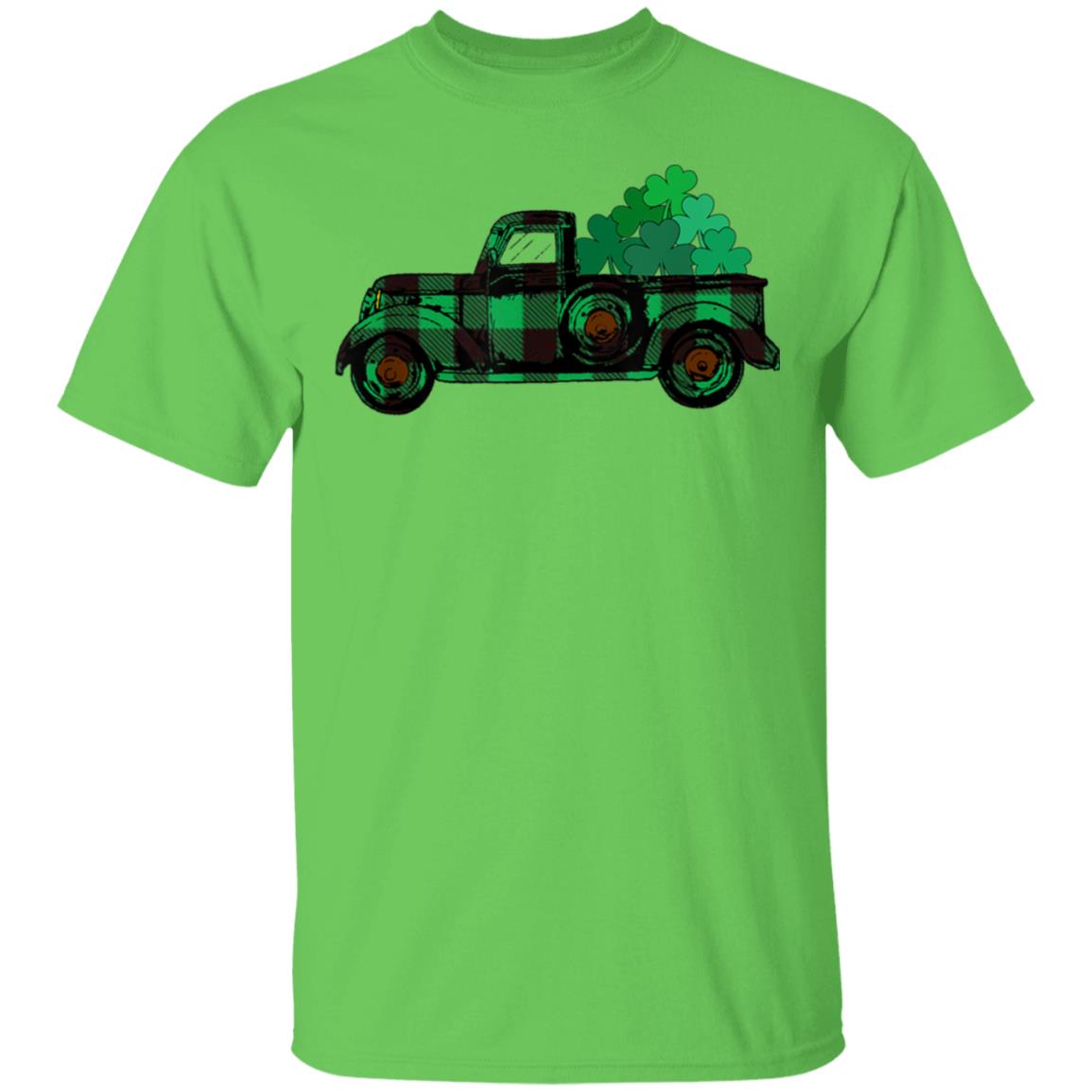 Buffalo-Plaid-Truck-St-Patricks-Day-With-Shamrock-Be-Irish-T-Shirt-1