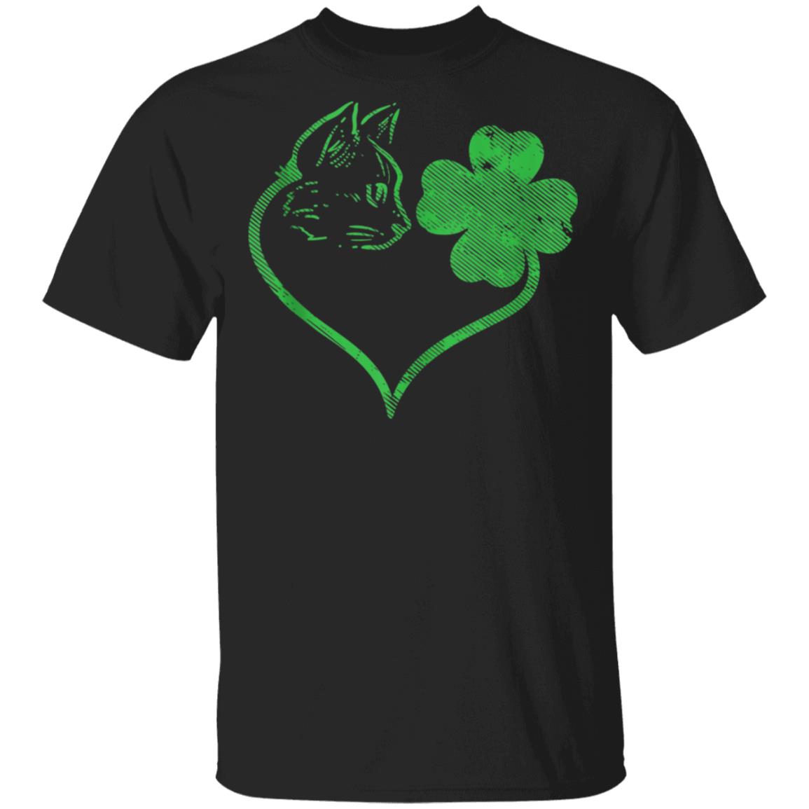 Cat Silhouette Shamrock St Patricks Day Kitten Lover Pet T-Shirt