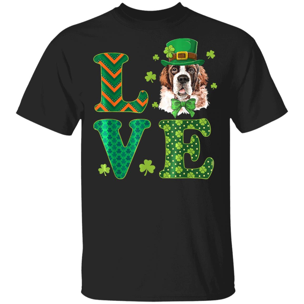 Cute Love Saint Bernard St. Patricks Day Dog Dad Mom T-Shirt