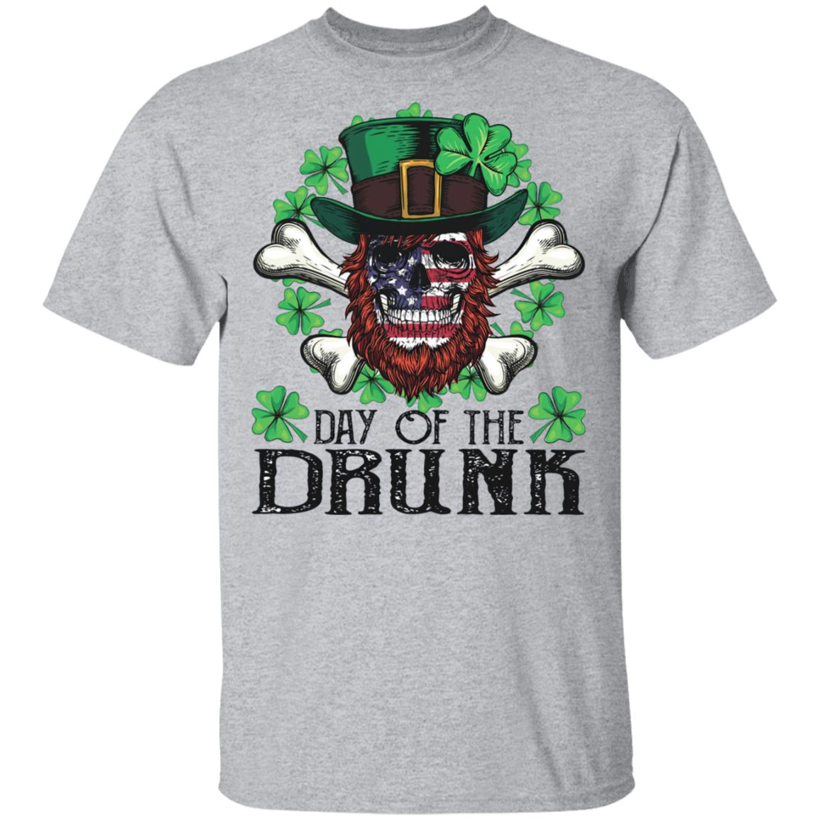 Day-Of-The-Drunk-American-Flag-Skull-Patricks-Day-T-Shirt-Cotton-Tee-1