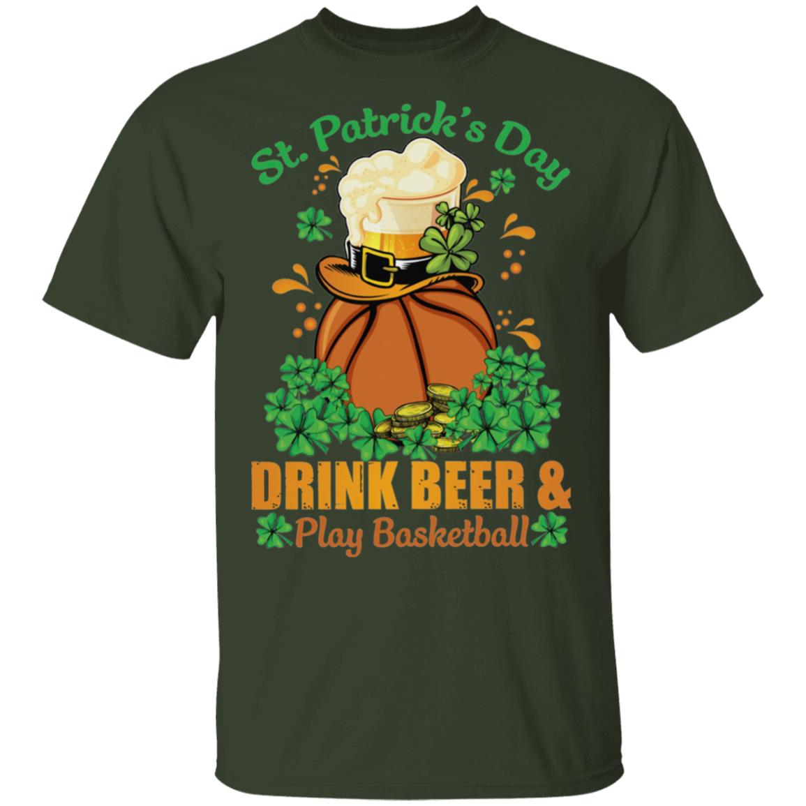 Drink-Beer-_-Play-Basketball-St-Patricks-Day-T-Shirt-Cotton-Tee-1