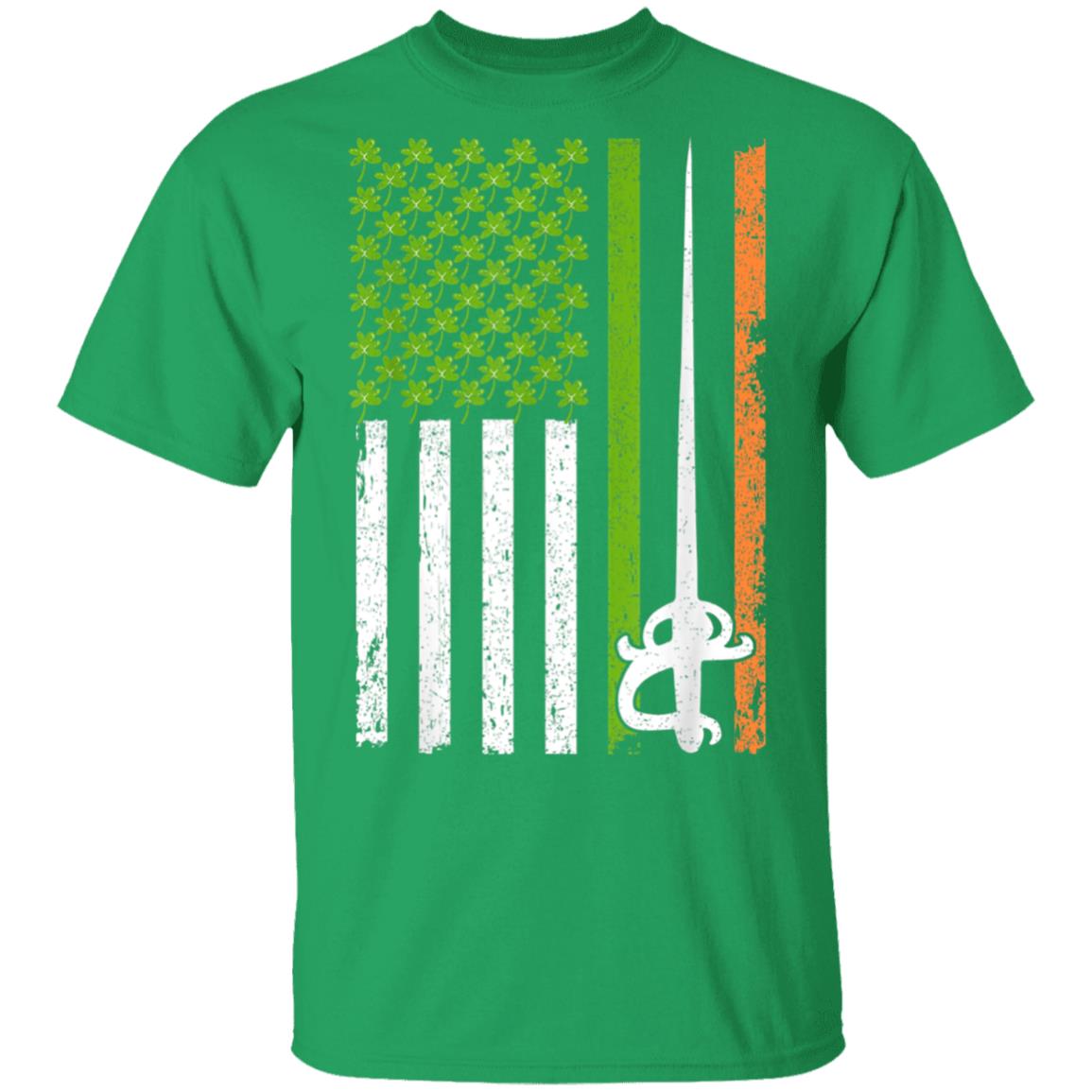 Irish-Fencing-American-Flag-Saint-Patricks-Day-T-Shirt-Cotton-Tee-1