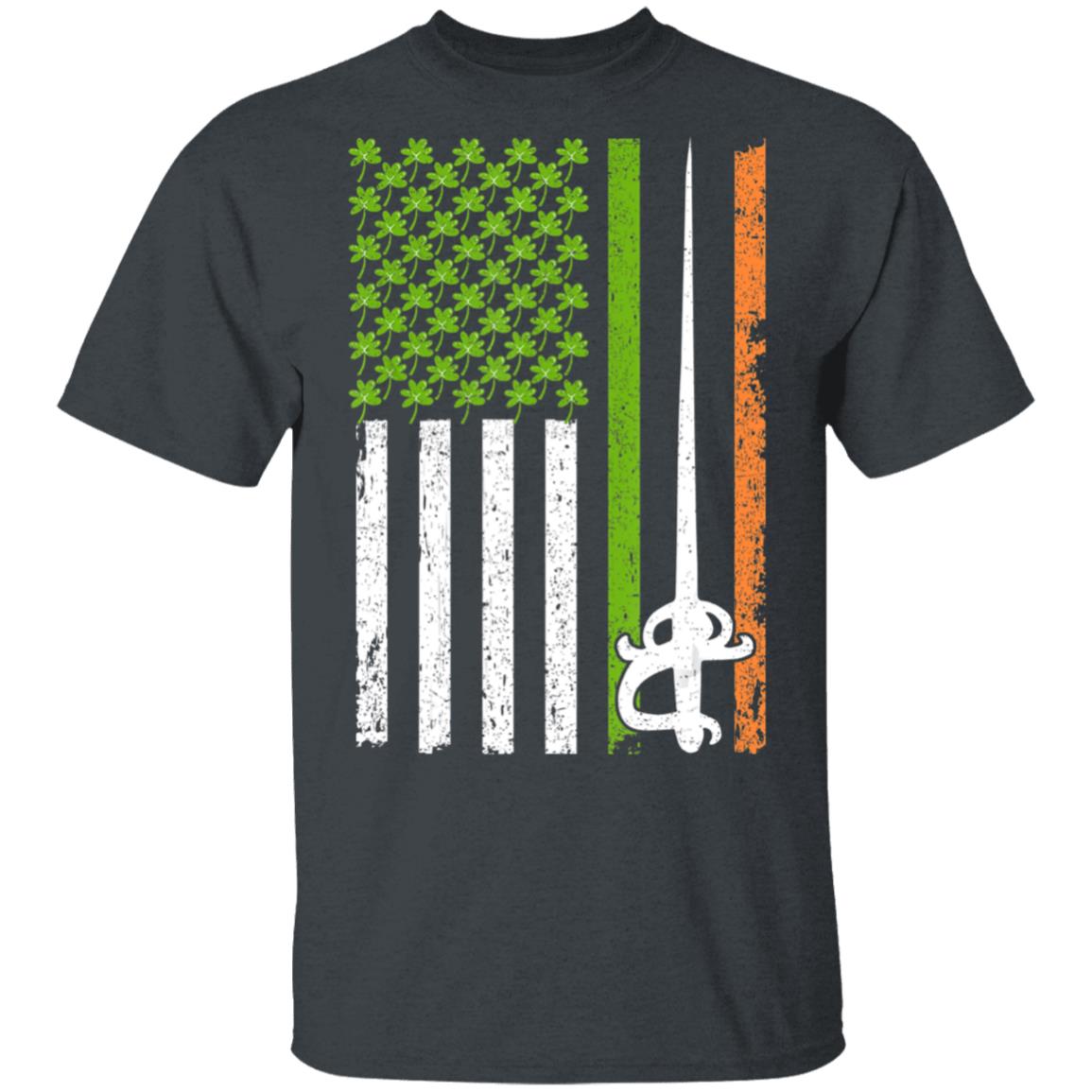 Irish-Fencing-American-Flag-Saint-Patricks-Day-T-Shirt-Cotton-Tee-1