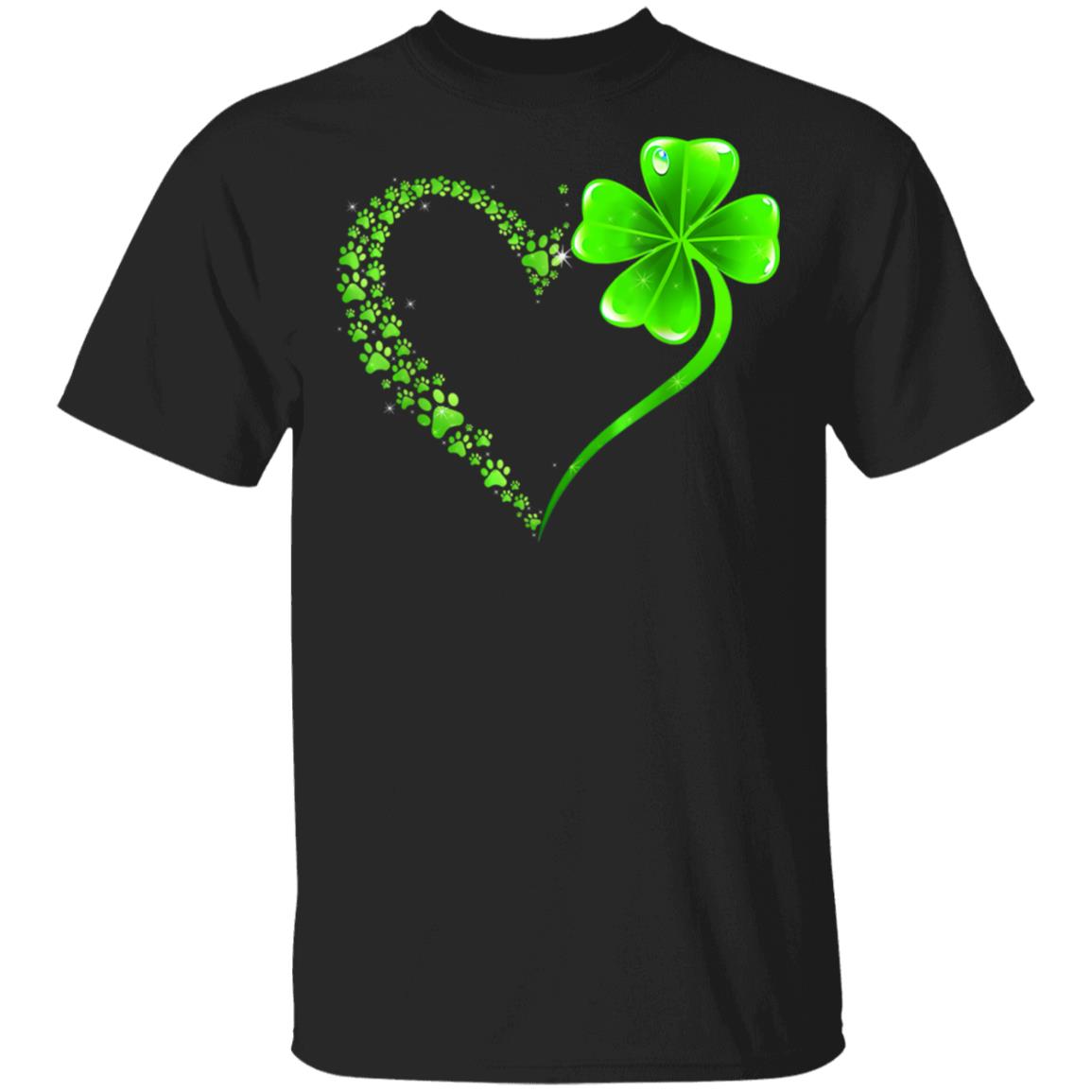 Irish Heart Lucky Shamrock Dog Paws T-Shirt