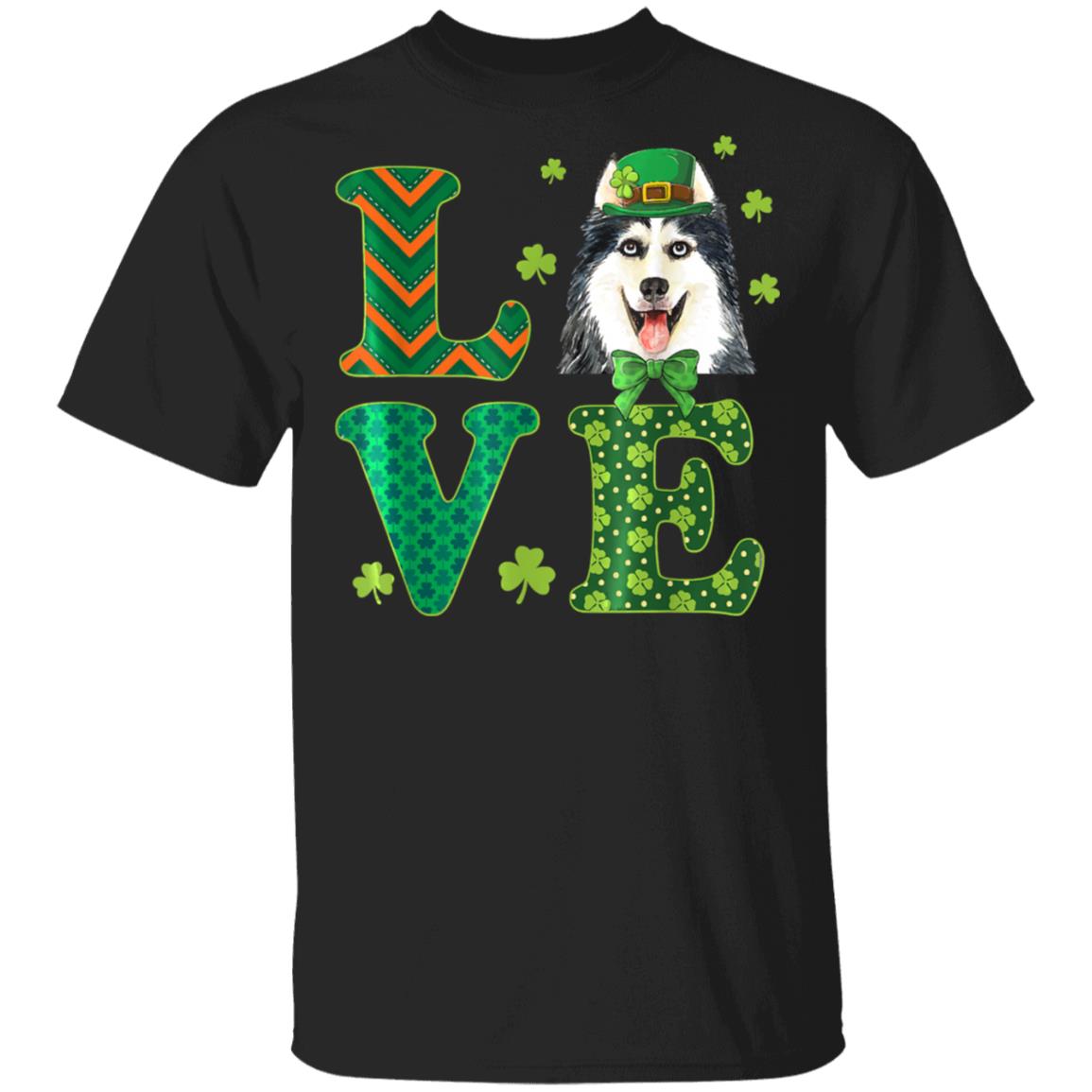 Love Husky St. Patricks Day Dog Dad Mom T-Shirt