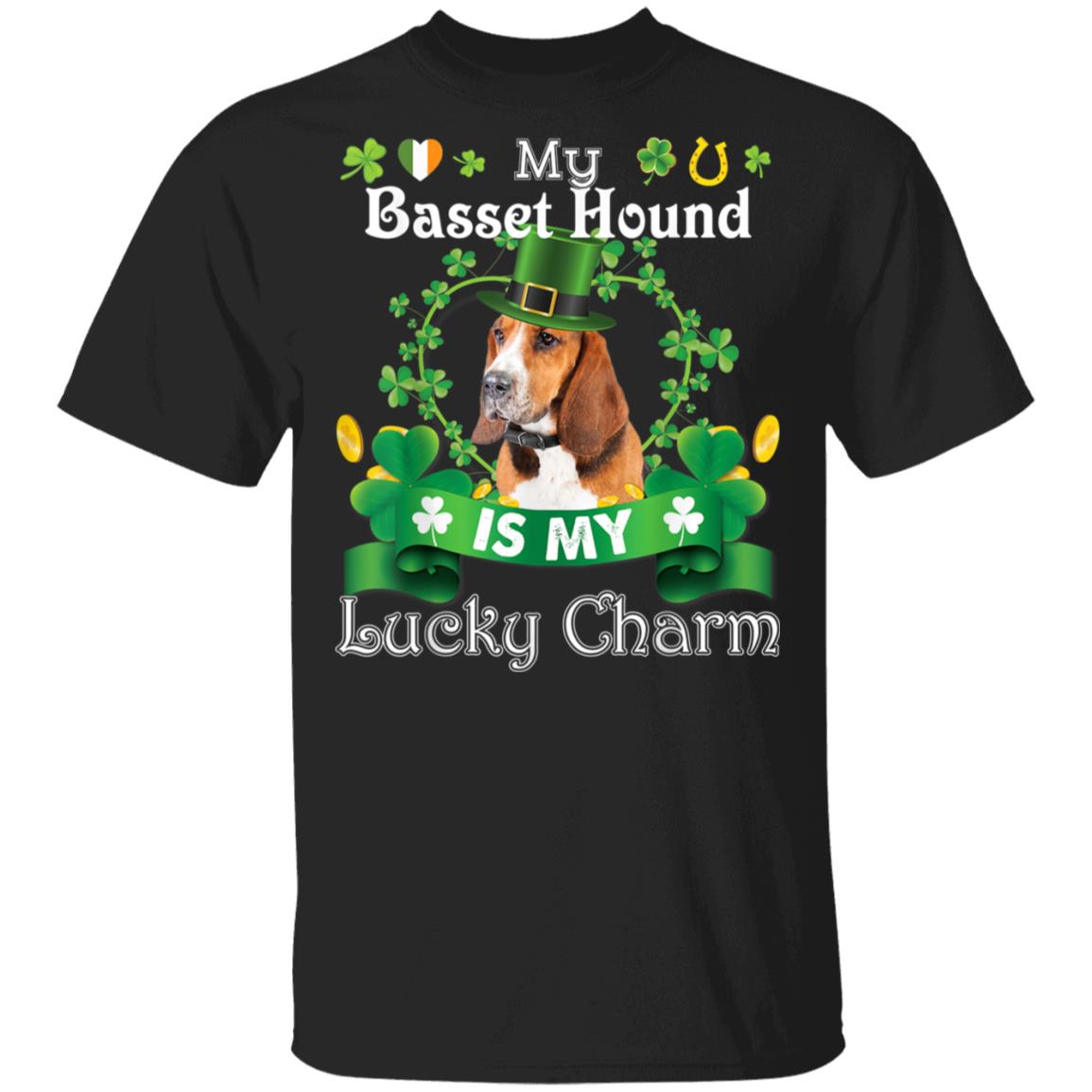 My Basset Hound Dog Is Lucky Charm Leprechaun St Patrick Day T-Shirt