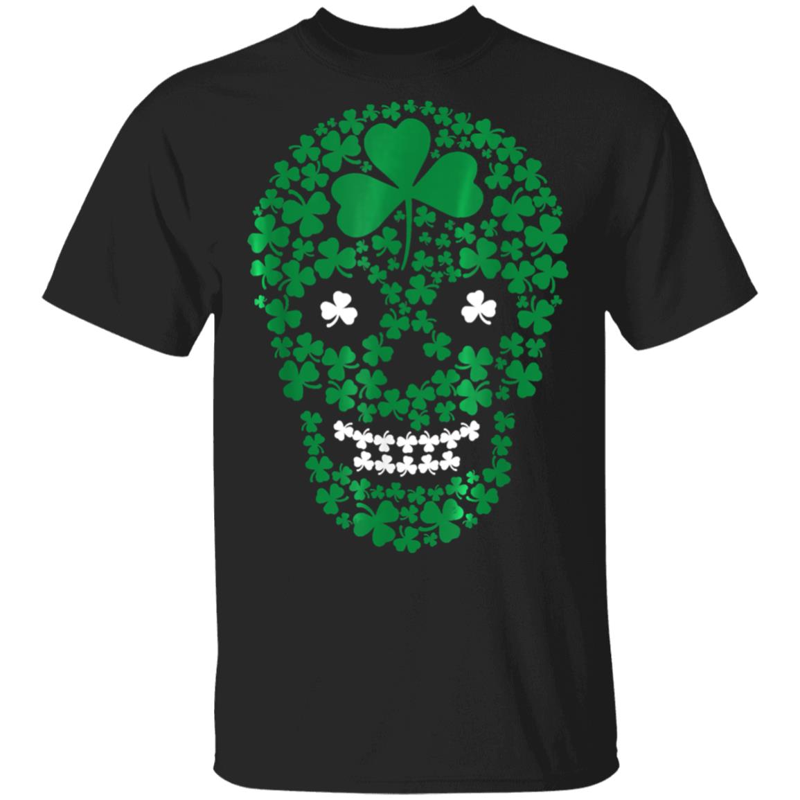 Saint Patricks Day Shamrocks Skull T-Shirt