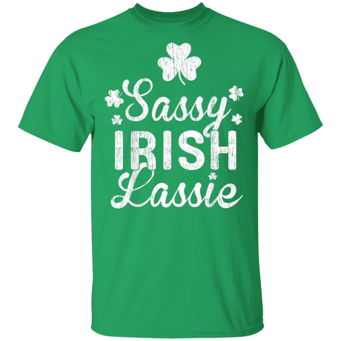 Sassy Lassie Shamrock Saint Patricks Day T-Shirt Cotton Tee