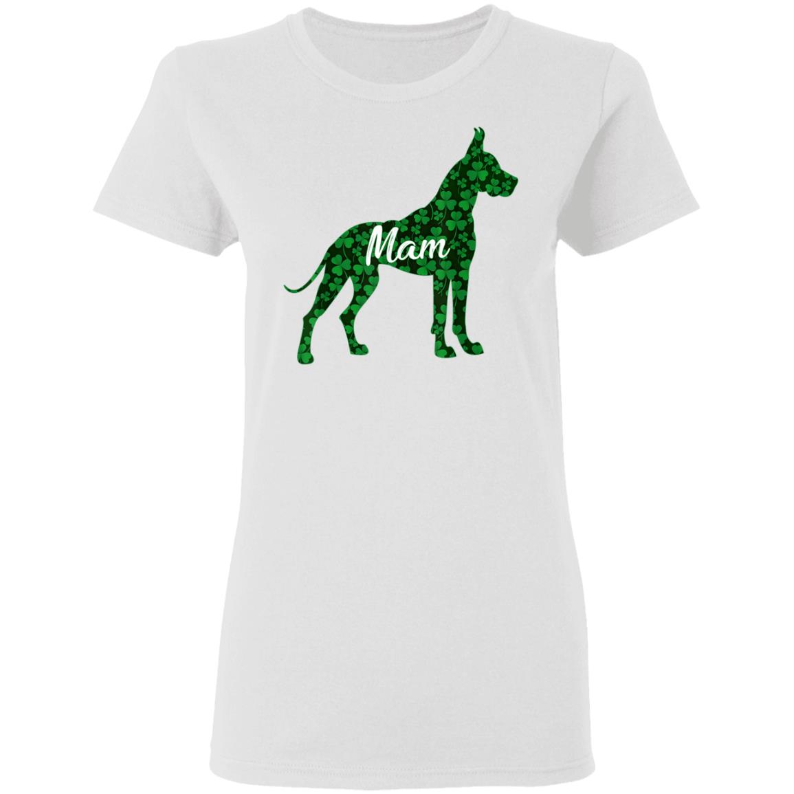 St Patrick Day Shamrock Irish Women Great Dane Dog Mam T-Shirt