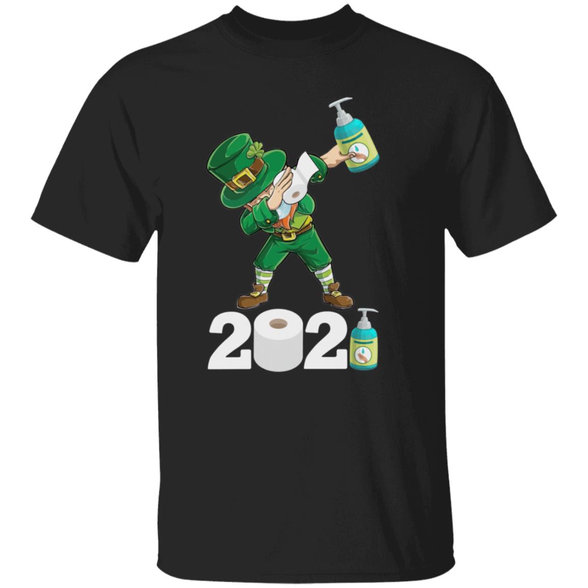 St Patrick's Day Dabbing Leprechaun Social Distancing Toilet Paper 2021 Quarantine T-Shirt Cotton Tee