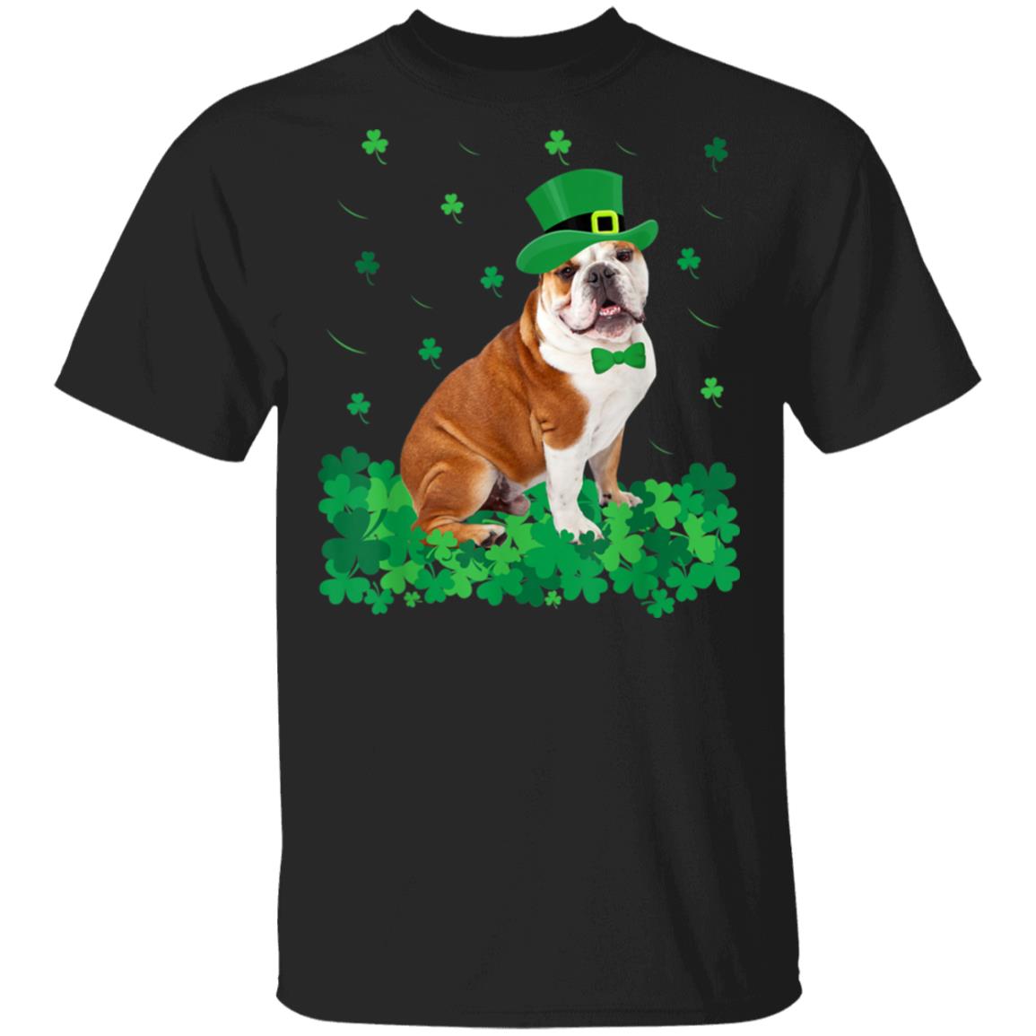 St Patricks Day English Bulldog Shamrock Pet Dog T-Shirt